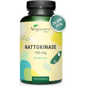 Vegavero NATTOKINASE capsules | 20.000 FU/g | Gemaakt van natto – gefermenteerde sojabonen | 180 capsules | Laboratorium getest | Veganistisch - zonder toevoegingen