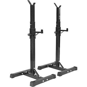 Squat Rack Haltersteunen voor Lange Halters - Heavy Squat Standaard Hoogte Verstelbaar 105 tot 160cm, 150kg kan dragen, Squat Rek Gesplitste Installatie voor Dumbbells van Verschillende Maten (zwart)