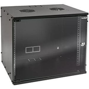 HMF 65709-02 netwerkkast, serverkast 19 inch | 9 HE | 400 mm diepte | glazen deur | zwart