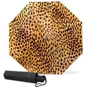 GISPOG Automatische opvouwbare paraplu, luipaardprint, dierenhuid, waterdichte compacte zon en regen, reisparaplu's voor dames en heren, 1 kleur, Eén maat