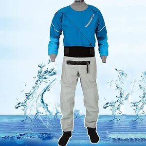 Droogpak Waterdicht En Ademend Heren Kajak Droogpak, Ritssluiting Aan De Voorkant Zeil Kajakuitrusting, Voor Peddelen, Vissen, Varen, Kanoën, Toeren, Zeilen,Blue-3XL