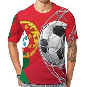 Portugal Vlag Voetbal Goa Heren Crew T-shirts Korte Mouw Tee Causale Atletische Zomer Tops
