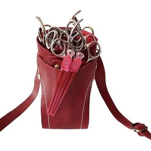 Kapperstas, gereedschapstas, kappersschaarhouder, kapperstas met riem voor kappers, salon, haarstylisten, kappers (rood)