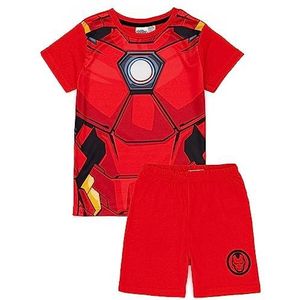 Marvel Iron Man pyjamaset voor jongens | Iron Man T-shirt en korte korte broek voor kinderen PJ's | Krachtig rood pakontwerp | Officiële Marvel-merchandise | Perfect cadeau voor kleine superhelden
