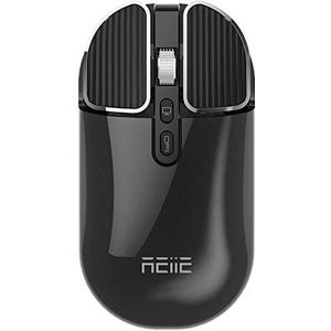 reiie Draadloze Bluetooth-muis (Bluetooth 5.1 + 2.4G draadloos), draadloze optische muis voor pc/tablet/laptop en Windows/Mac/Linux/Android/iOS/iPadOS, zwart.