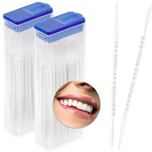 COM-FOUR® 120x interdentale ragers, interdentale ragers in de dispenser, tandverzorging op reis en onderweg, tandenborstel met tandenstoker (120 stuks - in een dispenser)