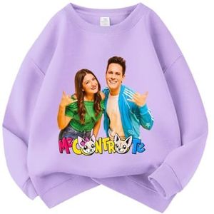 MAOXITCATY Kindertrui in pasteltinten van katoen met print voor jongens en meisjes, lange mouwen, truien voor kinderen van 3-10 jaar,Purper,110cm