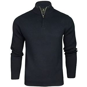 Xact Katoenen gebreide trui met 1/4 rits voor heren, marineblauw, L