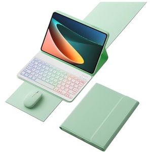 Toetsenbordhoes voor Lenovo Tab M11 11 inch 2024, 7 kleuren verlicht afneembaar Bluetooth-toetsenbord, zachte TPU-achterkant, tabletmuis, groen
