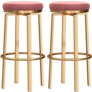 Barstoelen Barkruk Barkrukken 2 Stuks Draaibare Ronde Barkrukken Fluwelen Gestoffeerde Zitting Hoge Stoelen Met Gouden Voetsteun En Rubberen Matten Voor Keuken Aanrechtstoelen Hoge Krukken (Color : R