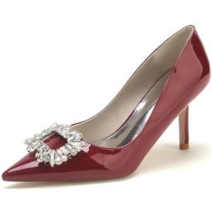 EICOFF Dames Puntige neus Hoge hakken Bruids Trouwschoenen Gesloten neus Strass Stiletto Jurk Pumps Schoenen Gala Party Dans Sandalen met hak,Burgundy,35 EU