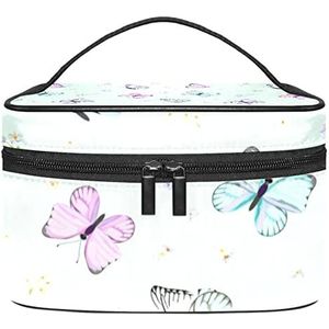 Make-up Organizer Bag, Reizen Make-up Tas Organizer Case Draagbare Cosmetische Tas voor Vrouwen en Meisjes Toiletartikelen Kleine Mini Vlinder Patroon, Meerkleurig, 22.5x15x13.8cm/8.9x5.9x5.4in