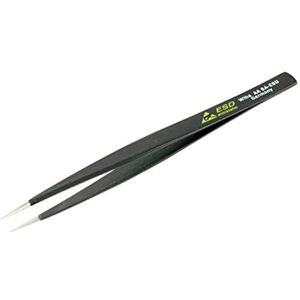 Wiha 44501 RVS Fine Point Professionele ESD Precision Tech Pincet met statische dissipatieve grip en hypo allergeen, 130mm totale lengte