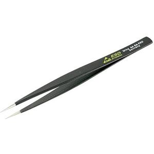 Wiha 44501 RVS Fine Point Professionele ESD Precision Tech Pincet met statische dissipatieve grip en hypo allergeen, 130mm totale lengte