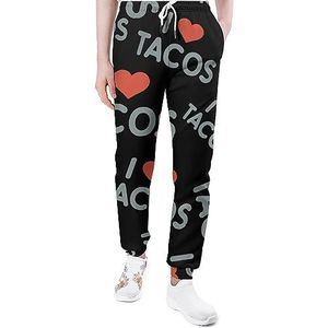 I Love Tacos Heart Joggingbroek voor Mannen Yoga Atletische Jogger Joggingbroek Trendy Lounge Jersey Broek S