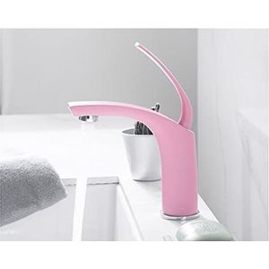 Basin Kranen Roze Liefde Kleur Waterval Kraan Badkamer Kraan Heet en koud Basin Mixer Tap Kraan Messing Sink Wash Crane Badmengkraan (Color : Short waterfall, Size : S)