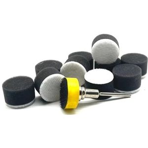 ZHLWei 11 stuks Mini Auto Schuimboor Polijsten Pad Kit Klittenband 1 Inch 25mm Detail Spons Wol Waxen Buffing Pads met Backer