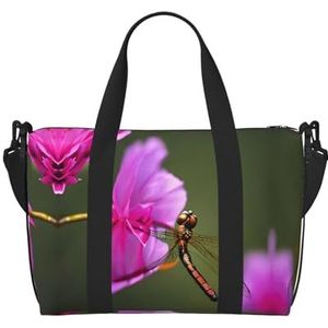 XTYGETY Libelle Op De Bloem Rits Tote Tassen Voor Vrouwen Ruime Reistas Voor Weekend Uitstapjes Duffle Bag Voor Mannen, Zwart, Eén maat