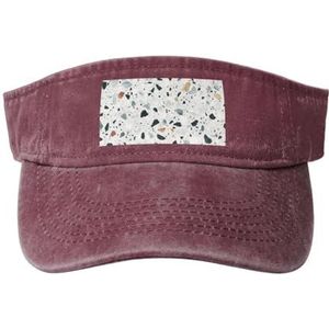 LAMAME Terrazzo Marmer Pastel Gedrukt Lege Top Baseball Sun Cap Verstelbare Sport Cap, Rood, 5-7