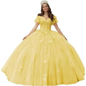 Fuomomo Quinceanera MT054 Jurken met spaghettibandjes, partyjurk met staart, Quinceanera kanten jurk met strik, Quinceanera tule met parels, Red, 54 grote maten
