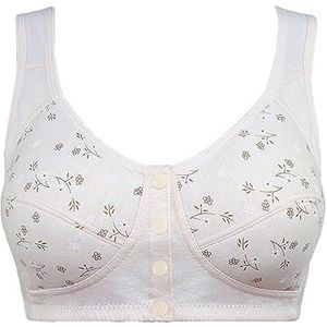 Katoenen Beha Met Knoopsluiting Aan De Voorkant Voor Vrouwen Van Middelbare Leeftijd Draadloos Tanktop Push-up Ondergoed Zachte Cup Lingerie Grote Maat (Color : Apricot, Size : S)