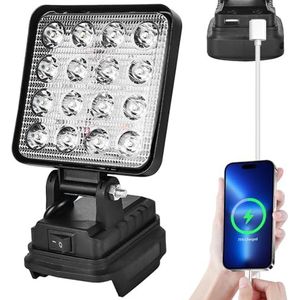Accu-Werklamp voor Makita 18 V - 27 W LED-Bouwlamp Met USB-Opladen, Draagbare Spot, Accuschijnwerper, Bouwplaatslamp