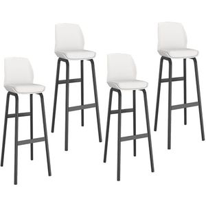 Barkrukset Van 4, Moderne Eenvoudige Barstoelen, Met Leer Beklede Barkrukken, Metalen Frame, Geschikt For Keuken, Lounge, Bar, Kantoor, Enz (Color : White, Size : 47x44x70cm)