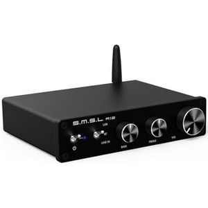 S.M.S.L A12 Bluetooth 5.0 Stereo Audio Versterker, Mini HiFi Klasse D Geïntegreerde 2 Kanaals Power Amp voor Home Speakers met Bass en Treble Control 80Wx2 Infineon's MA12070