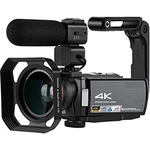 Vlogcamera, Camcorders videocamera 4k professional for blogger, Ae8 ir Nachtzicht wifi vlogging camera vol Hd Digitale camera's met microfoon(Bundle A)