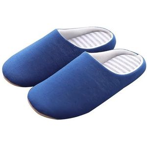 Winterwarme bontpantoffels for heren, paar antislip zachte schoenen for dames, comfortabele platte bodem for binnen (Color : Floor-Navy, Size : 42-43)