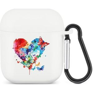 Butterfly Lover Aquarel Leuke Case voor AirPods 2 & 1 Schokbestendige Beschermende Hoofdtelefoon Gevallen Cover Met Sleutelhanger Voor Mannen Vrouwen