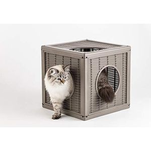 Bama Cube Modulaire Kattenhuis in Taupe 35 cm - Comfort en Stijl voor Katten