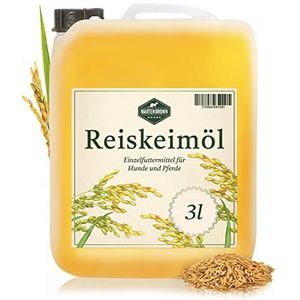 Martenbrown® Rijstkiemolie 3 liter voor paarden, honden en ezels, in praktische jerrycan, voedingssupplement voor droogvoer, blikvoer of als barf-olie