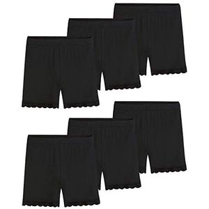KEREDA Fietsbroek meisjes korte broek kinderen shorts korte leggings panty kant 2-10 jaar (verpakking van 6 stuks), zwart, 5-7 Jaren