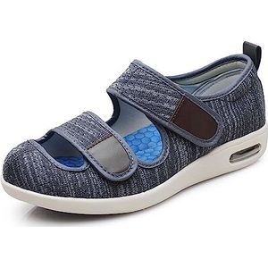 Diabetische schoenen, extra brede schoenen dames heren, medische schoenen voor gezwollen voeten, orthopedische diabetische schoenen met traagschuim verstelbare wandelschoenen(Dark gray,38EU)