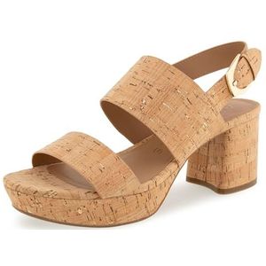 Aerosoles Camilia sandaal met hak voor dames, Cork Gold Fleck, 8 UK Wide