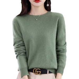 QuyiFa Kasjmier truien voor dames, kasjmier truien dames merino wollen trui dames, trui lichtgewicht gebreide top (donkergroen,S)
