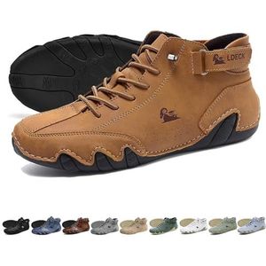 Handgemaakte Suede Hoge Laarzen - Outdoor Unisex Beck Schoenen Explorer Waterdicht Lichtgewicht Chukka Laarzen Antislip Ademend Casual Sneakers for Wandelen Kamperen en Rijden (Color : bruin, Size :