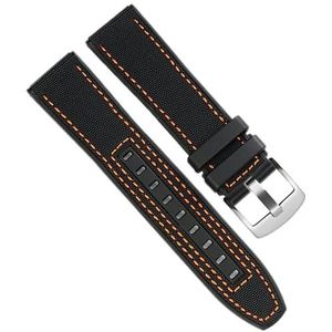 dayeer 22mm Canvas Rubber Horlogeband Voor MIDO M038/M038431A Serie Mannen Polsband Armband Horlogebanden (Color : Black Orange Silver, Size : 22mm)