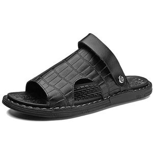Zomerschoenen for heren Casual herensandalen Ademende strandschoenen Dubbele herenslippers Koelere schoenen (Color : Black1, Size : 42)