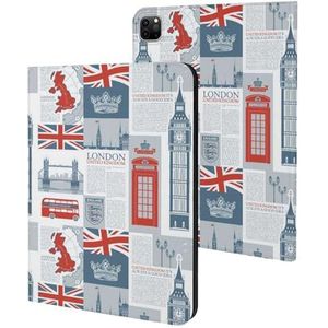 Thema van het VK en Londen Britse vlag hoesje compatibel voor ipad Pro 20/21/22 (11 inch) slanke hoes beschermende tablet hoesjes stand cover