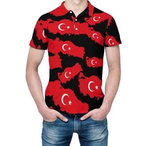 Turkije Kaart Vlag Heren Korte Mouw Shirt Golf Shirts Regular-Fit Tennis T-Shirt Casual Business Tops