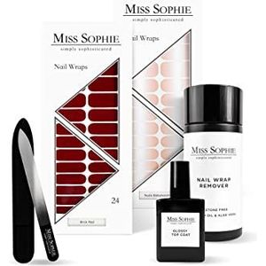 Miss Sophie's - Starterset - Zelfklevende Nagelfolie - Brick Red & Nude Babyboomer - Lange Houdbaarheid
