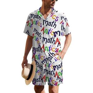 Math Antics Hawaïaans pak voor heren, set van 2 stuks, strandoutfit, shirt en korte broek, bijpassende set
