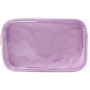 PVC transparante tas duidelijk reizen opslag organisator make-up cosmetische tas zakjes transparante waterdichte toilettas doorzichtige draagtas (kleur: paars, maat: M)