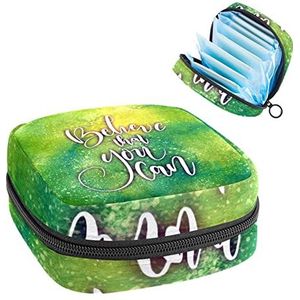 Periode Pouch, Draagbare Tampon Storage Bag voor Maandverband, Geloof dat u kunt, Meerkleurig, 4.7x6.6x6.6 in/12x17x17 cm