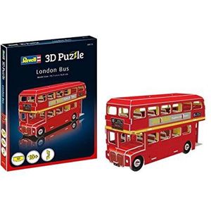 Revell 3D Puzzle 00113 bus, typisch rode Londense dubbele dekerbus Ontdek de wereld in 3D, knutselplezier voor jong en oud, gekleurd