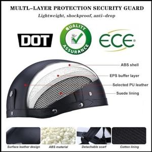 Duitse leren motorhelmen met DOT/ECE, vintage helmen met veiligheidsbril, retro jethelm, chopperhelm, scooterhelm, fietshelm, met zonneklep A,L=59-60CM