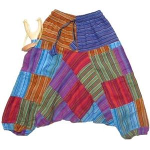 Simandra Aladdinbroek voor kinderen, harembroek, Indiaas oosters patchwork, katoen, kleurrijk met zakken, Meerkleurig, onesize