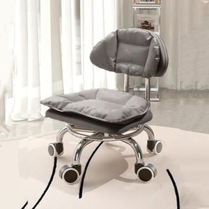 JUXDZISHW Grijs, D, Roller Seat PU Lederen Lage Kruk Ronde Rollende Vloerkruk met Universele Wielen voor Home Fitness Sport Pedicure Kruk
